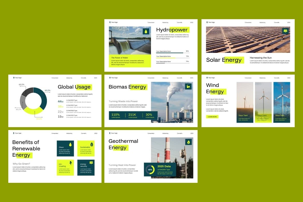 قالب پاورپوینت Renewable Energy انرژی های تجدیدپذیر — تصویر ۳