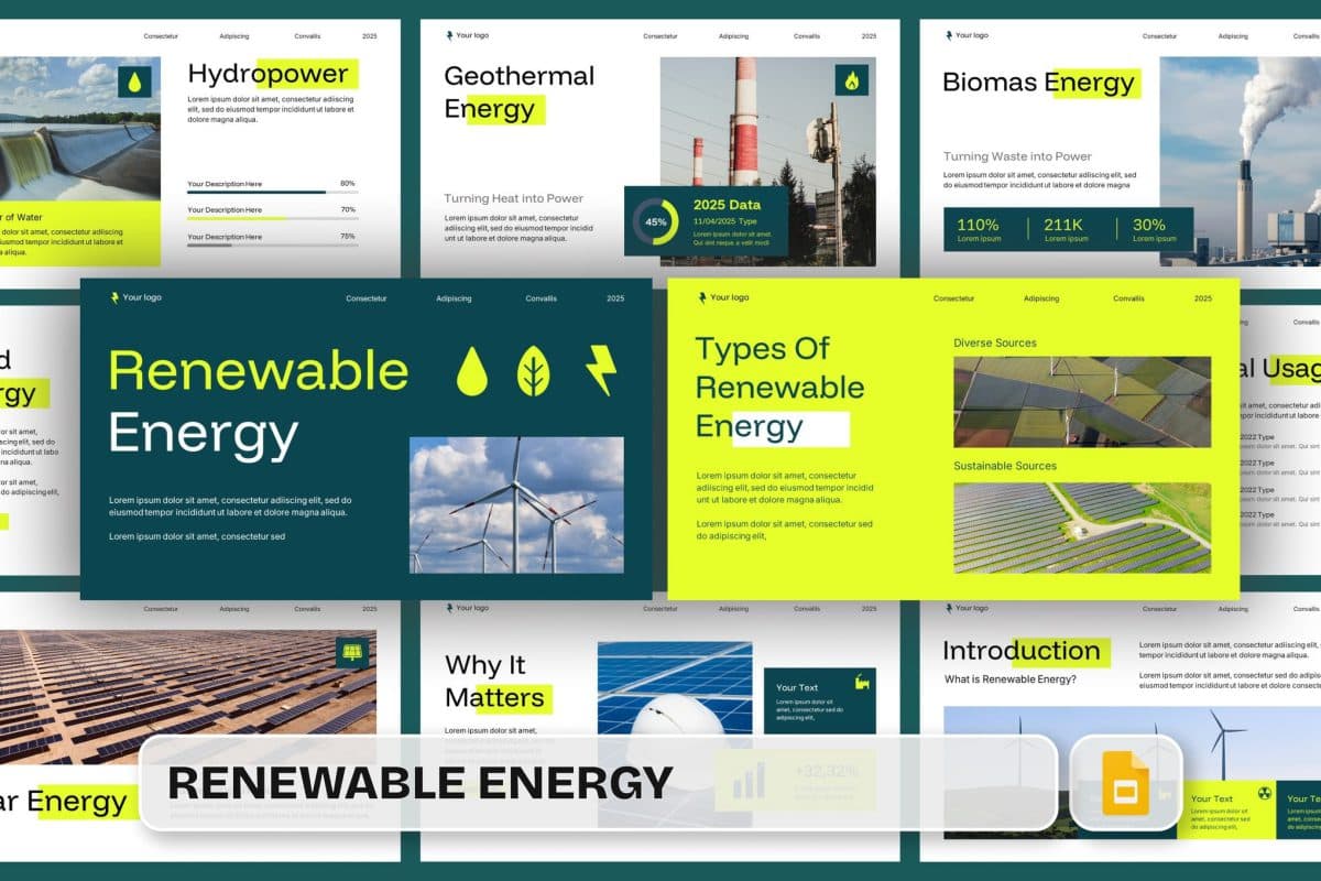 قالب پاورپوینت Renewable Energy انرژی های تجدیدپذیر — تصویر ۲