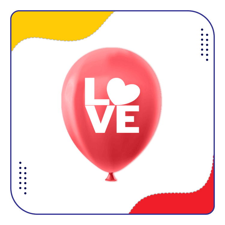 بادکنک چاپی قرمز طرح لاو LOVE