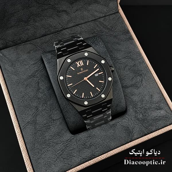 ساعت مچی مردانه موتور ژاپنی اصلی برند رمانسون مدل AP361G استیل مشکی — تصویر ۵
