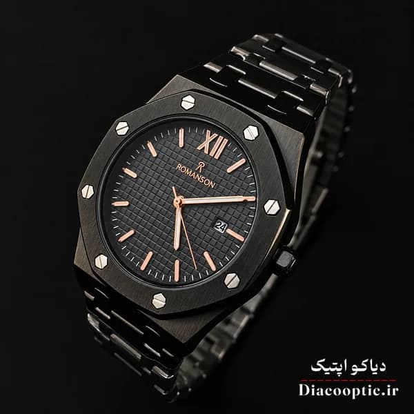 ساعت مچی مردانه موتور ژاپنی اصلی برند رمانسون مدل AP361G استیل مشکی — تصویر ۶