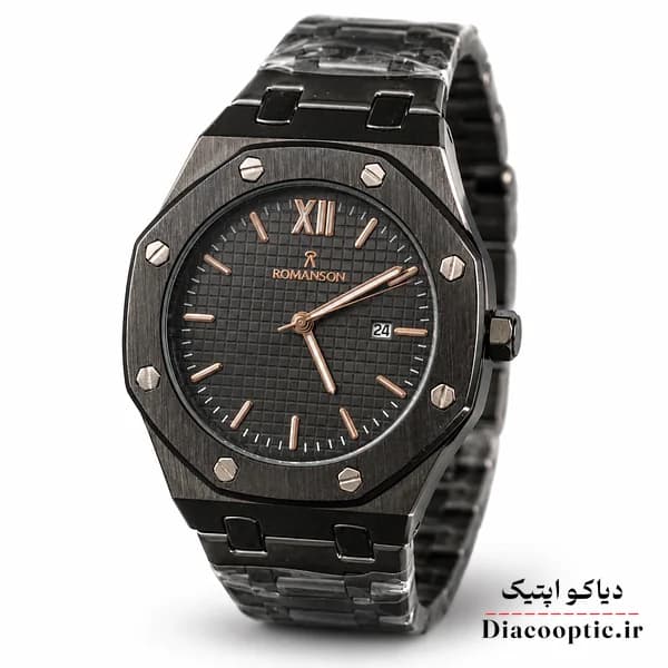 ساعت مچی مردانه موتور ژاپنی اصلی برند رمانسون مدل AP361G استیل مشکی