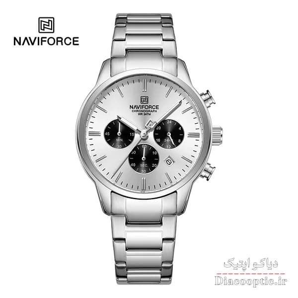 ساعت مچی مردانه سه موتور برند نیوی فورس NAVIFORCE 8076 استیل — تصویر ۳