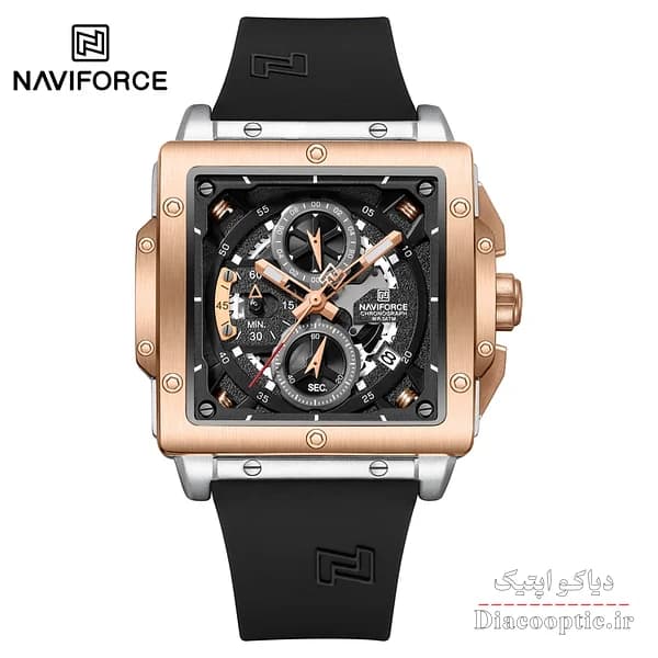 ساعت مچی مردانه سه موتور برند نیوی فورس مدل NAVIFORCE 8064 بند رابر — تصویر ۳