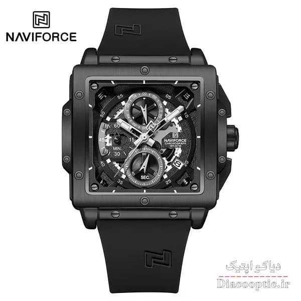 ساعت مچی مردانه سه موتور برند نیوی فورس مدل NAVIFORCE 8064 بند رابر — تصویر ۷