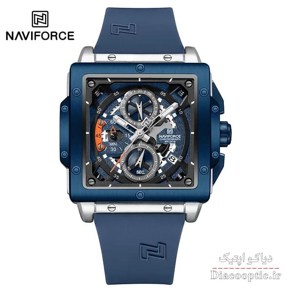 ساعت مچی مردانه سه موتور برند نیوی فورس مدل NAVIFORCE 8064 بند رابر — تصویر ۵