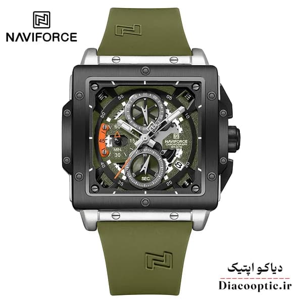 ساعت مچی مردانه سه موتور برند نیوی فورس مدل NAVIFORCE 8064 بند رابر — تصویر ۲