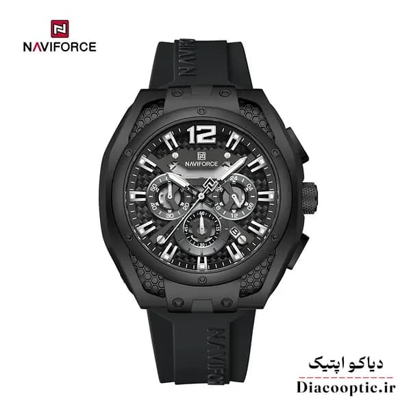 ساعت مچی مردانه سه موتور برند نیوی فورس مدل NF 8063 بند رابر — تصویر ۲