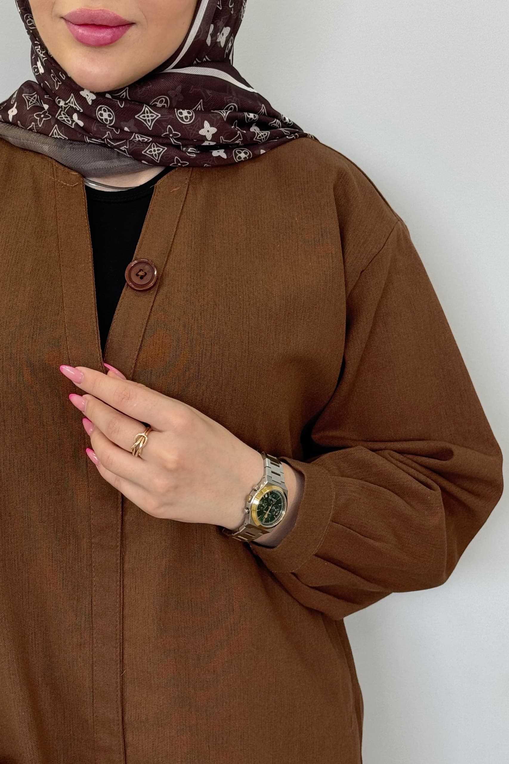 شومیز و شلوار ست لینن مدل تک دکمه — تصویر ۴