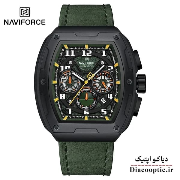 ساعت مچی مردانه سه موتور برند نیوی فورس چرمی مدل NF 8053 بند مخمل