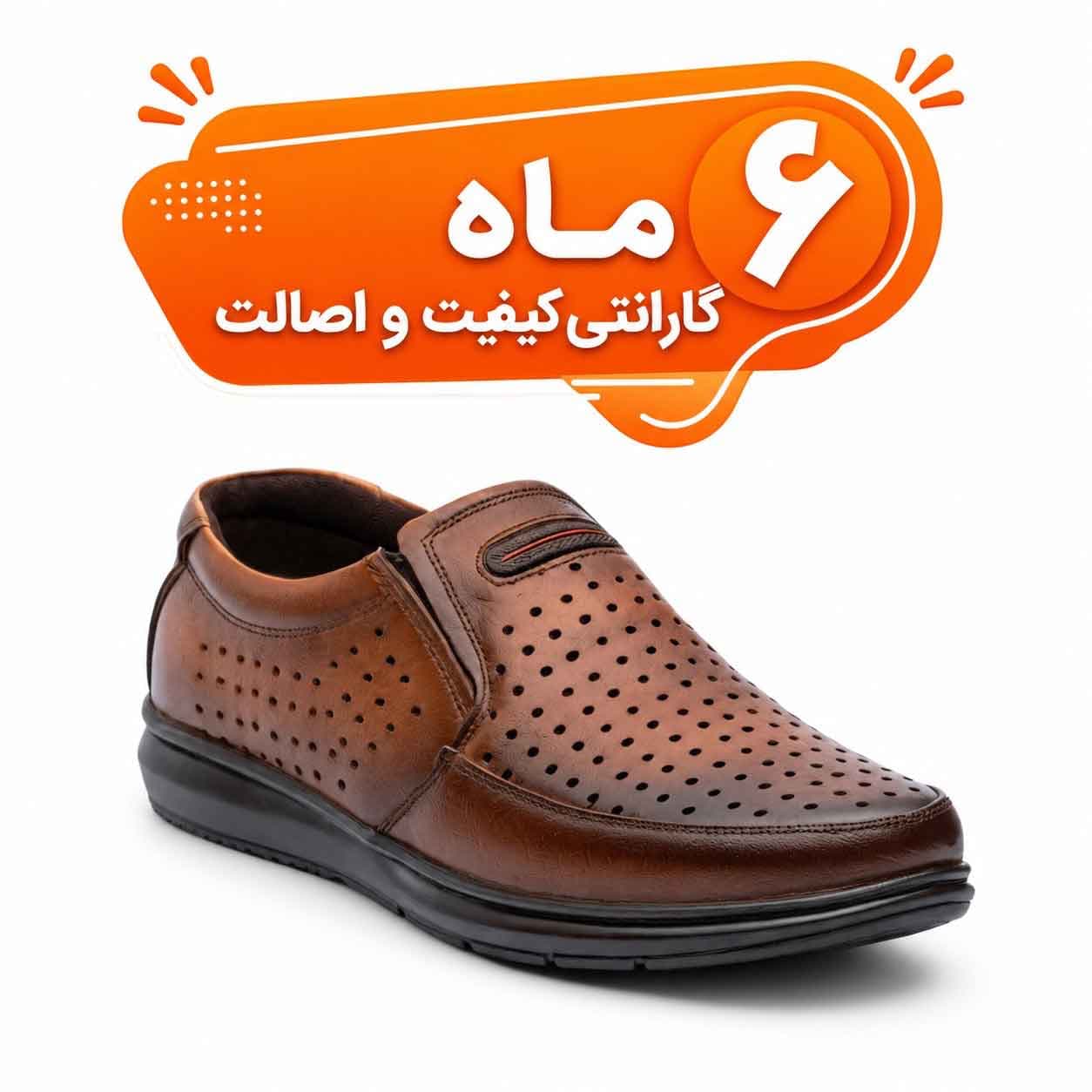 کفش چرم مردانه طبی مدل مانیل – چرم طبیعی تابستانی