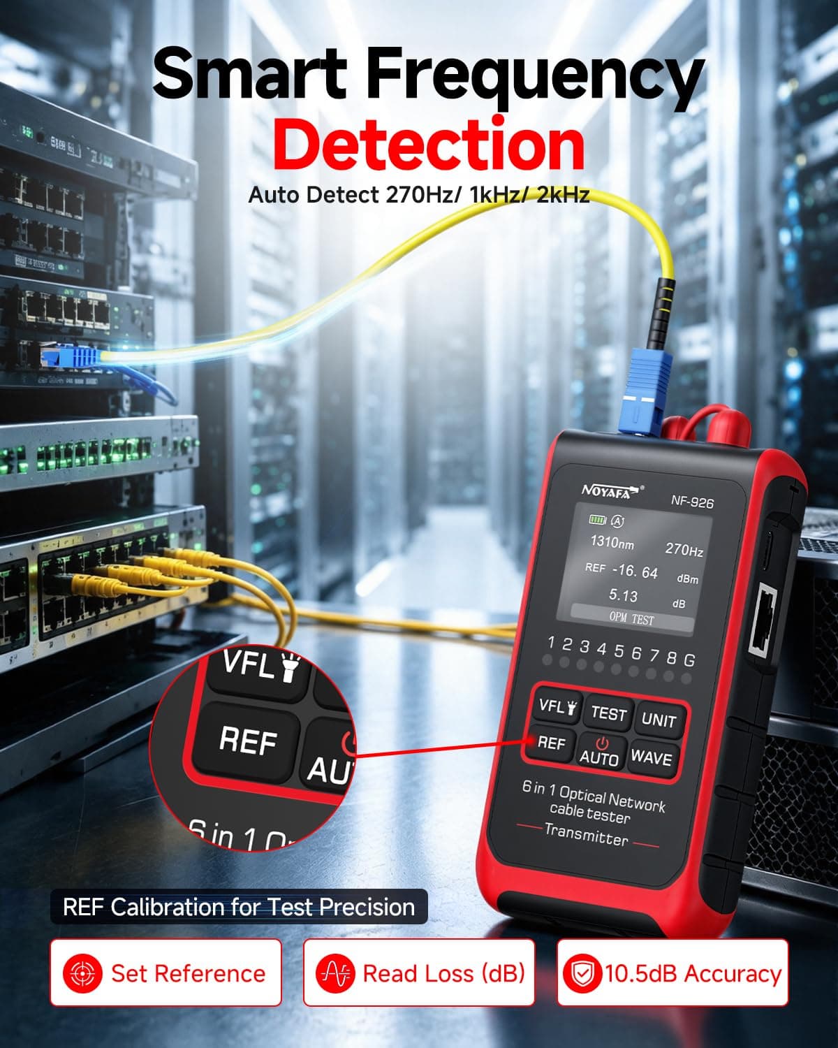 تستر فیبر نوری NOYAFA NF-926 | OPM، VFL و کابل‌یاب — تصویر ۴