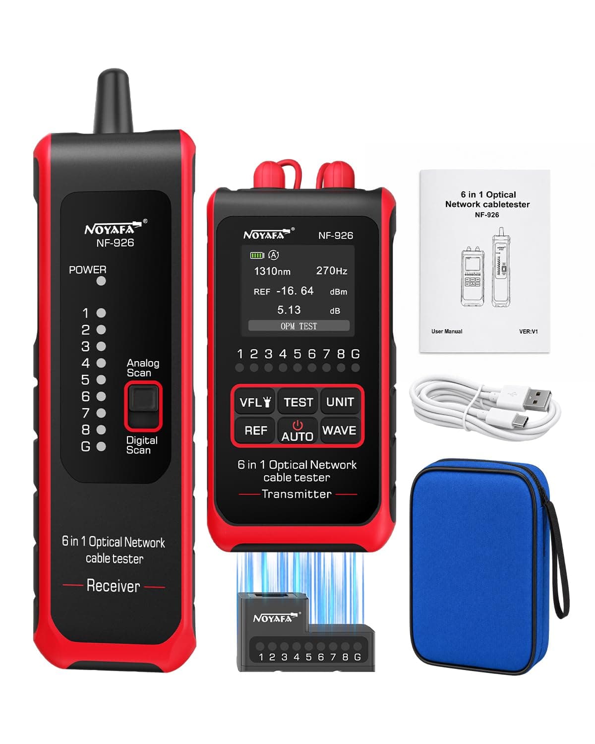 تستر فیبر نوری NOYAFA NF-926 | OPM، VFL و کابل‌یاب — تصویر ۲