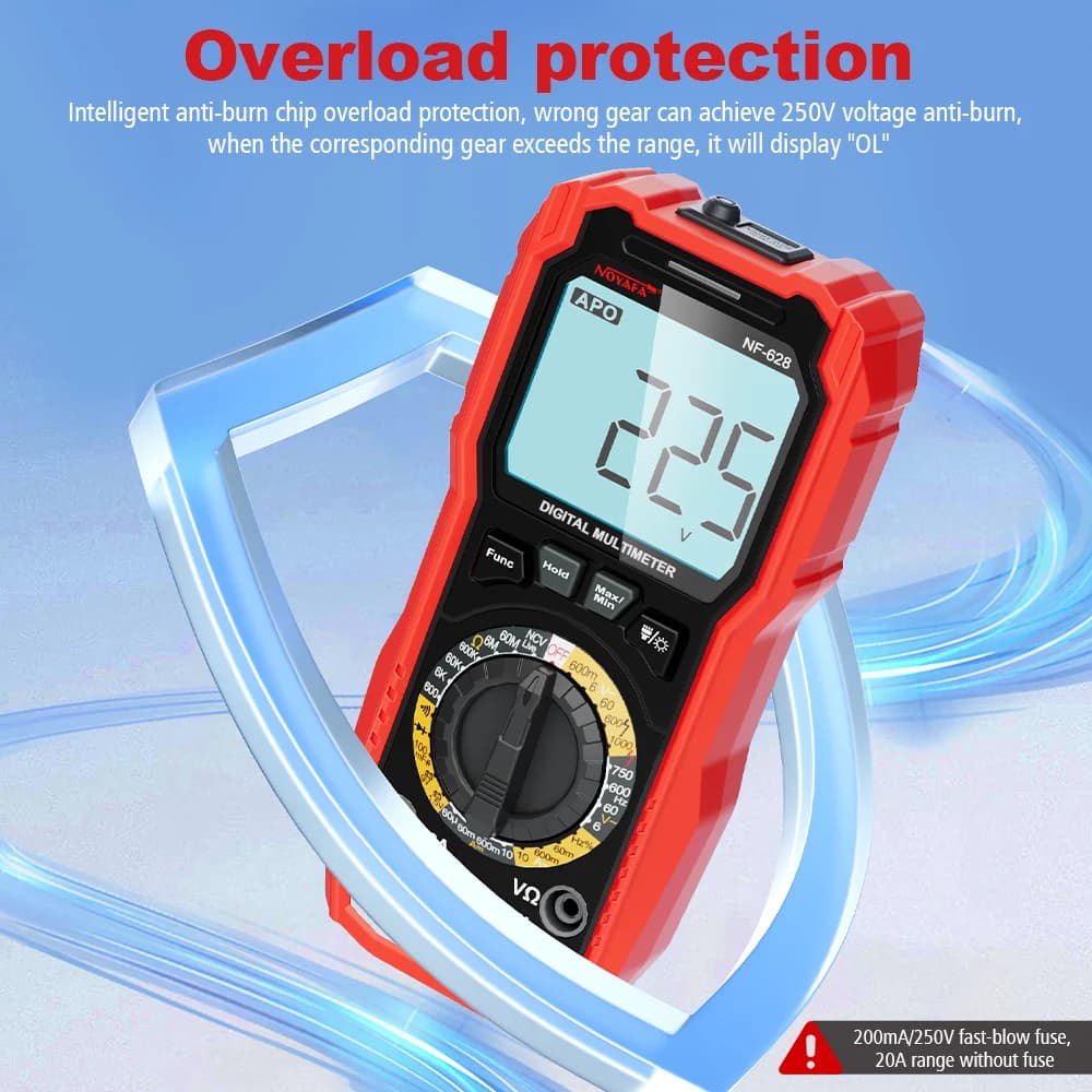 مولتی متر دیجیتال NOYAFA NF-628 | تستر 1000 ولت و 10 آمپر — تصویر ۸