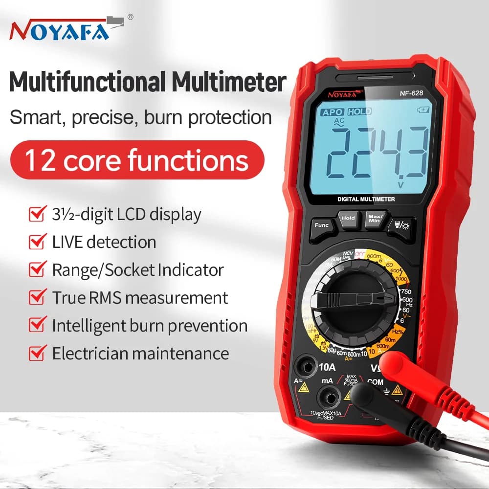 مولتی متر دیجیتال NOYAFA NF-628 | تستر 1000 ولت و 10 آمپر
