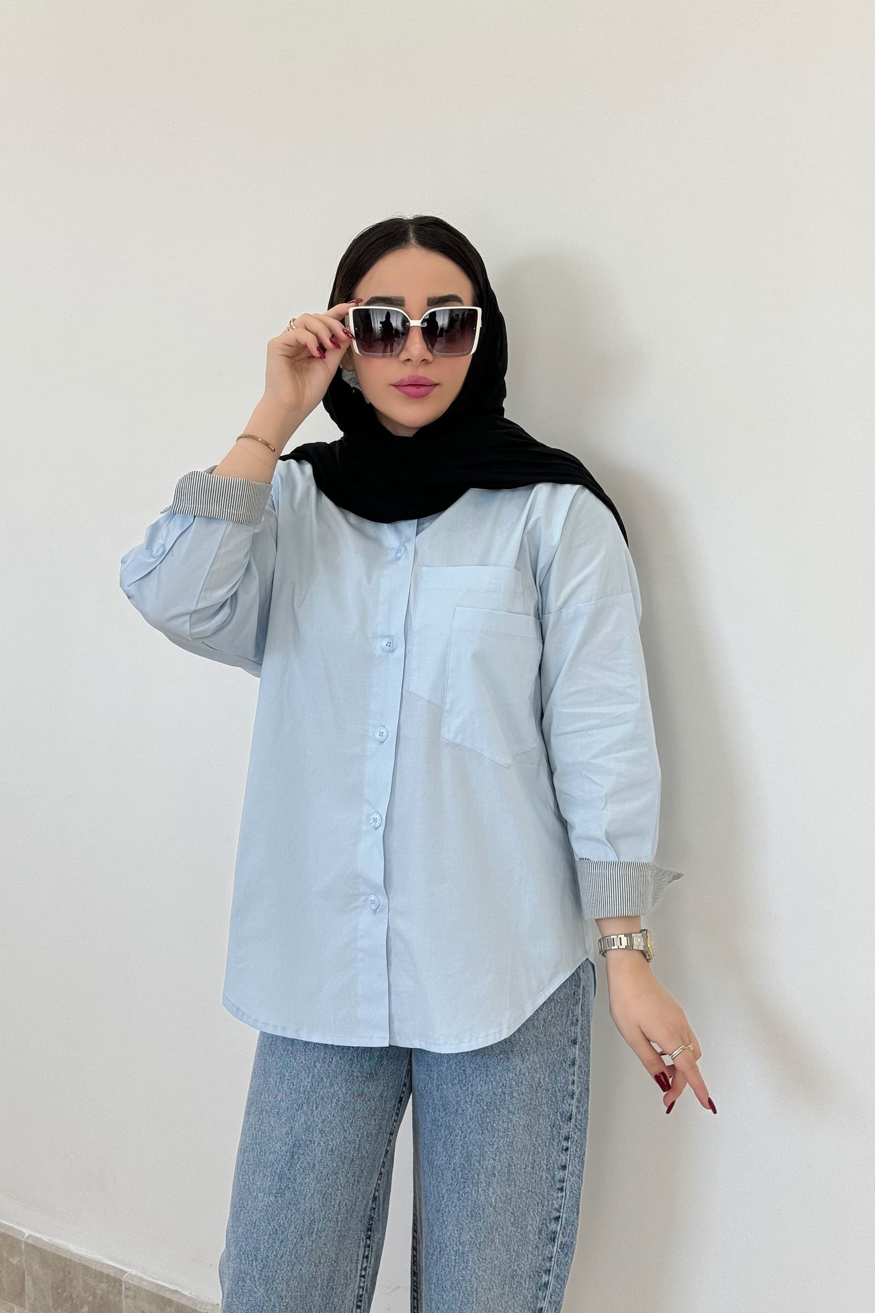 شومیز کتان دوجیب — تصویر ۲
