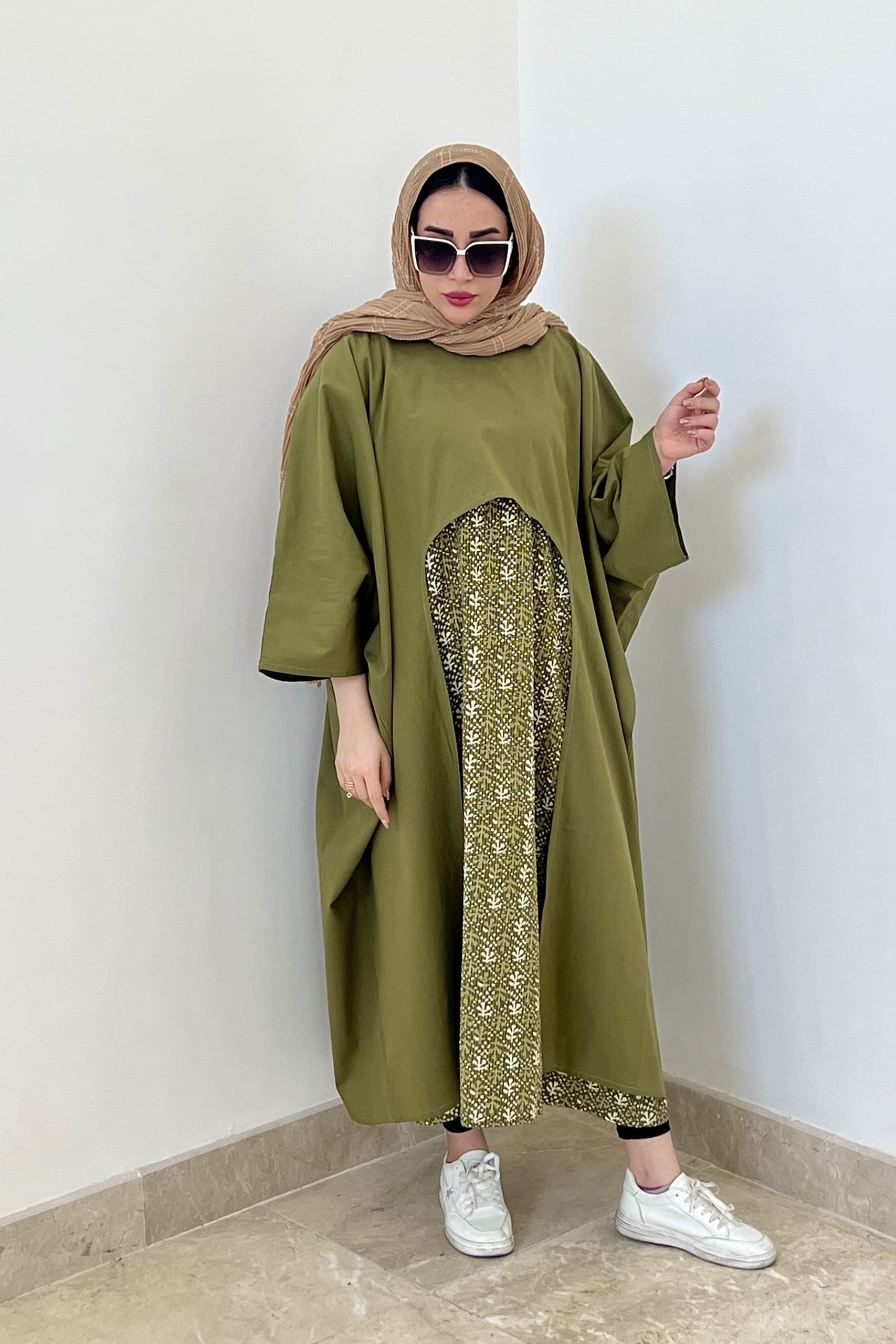 پیراهن کفتان لینن زنانه مدل دو تکه