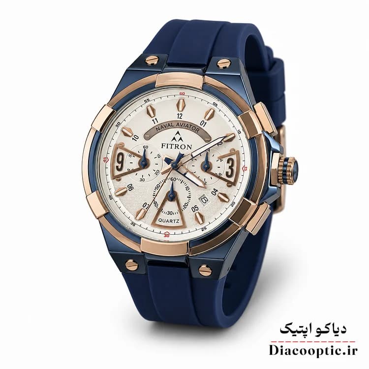 ساعت مچی مردانه برند فیترون سه موتور مدل Do1305 بند رابر — تصویر ۲