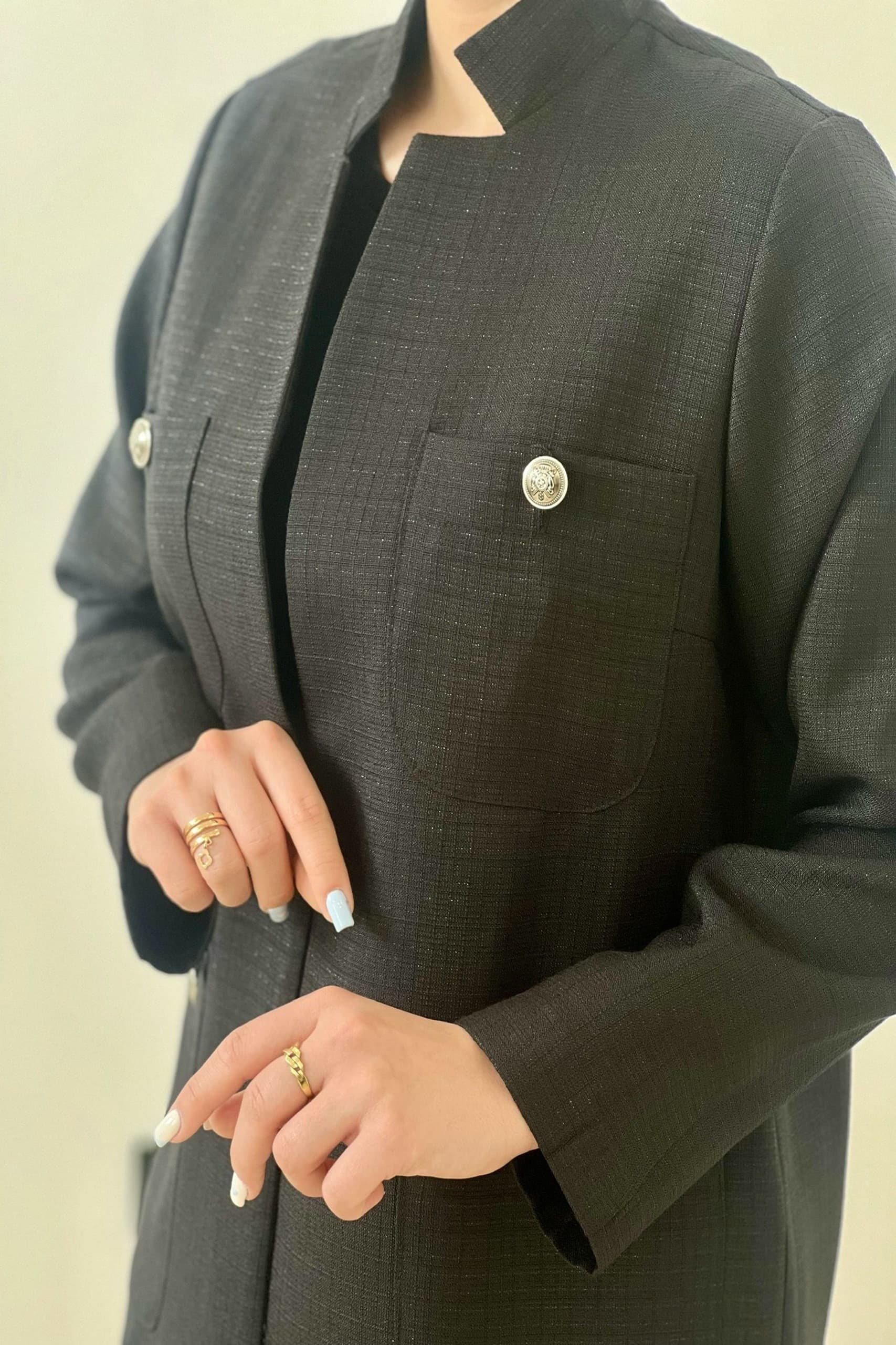 کت زنانه پارچه شانتون مدل چهار جیب — تصویر ۴