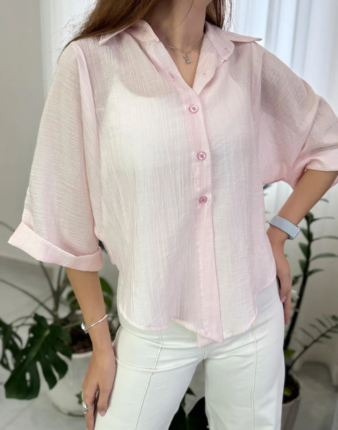 شومیز کراپ جلو گره ای — تصویر ۷