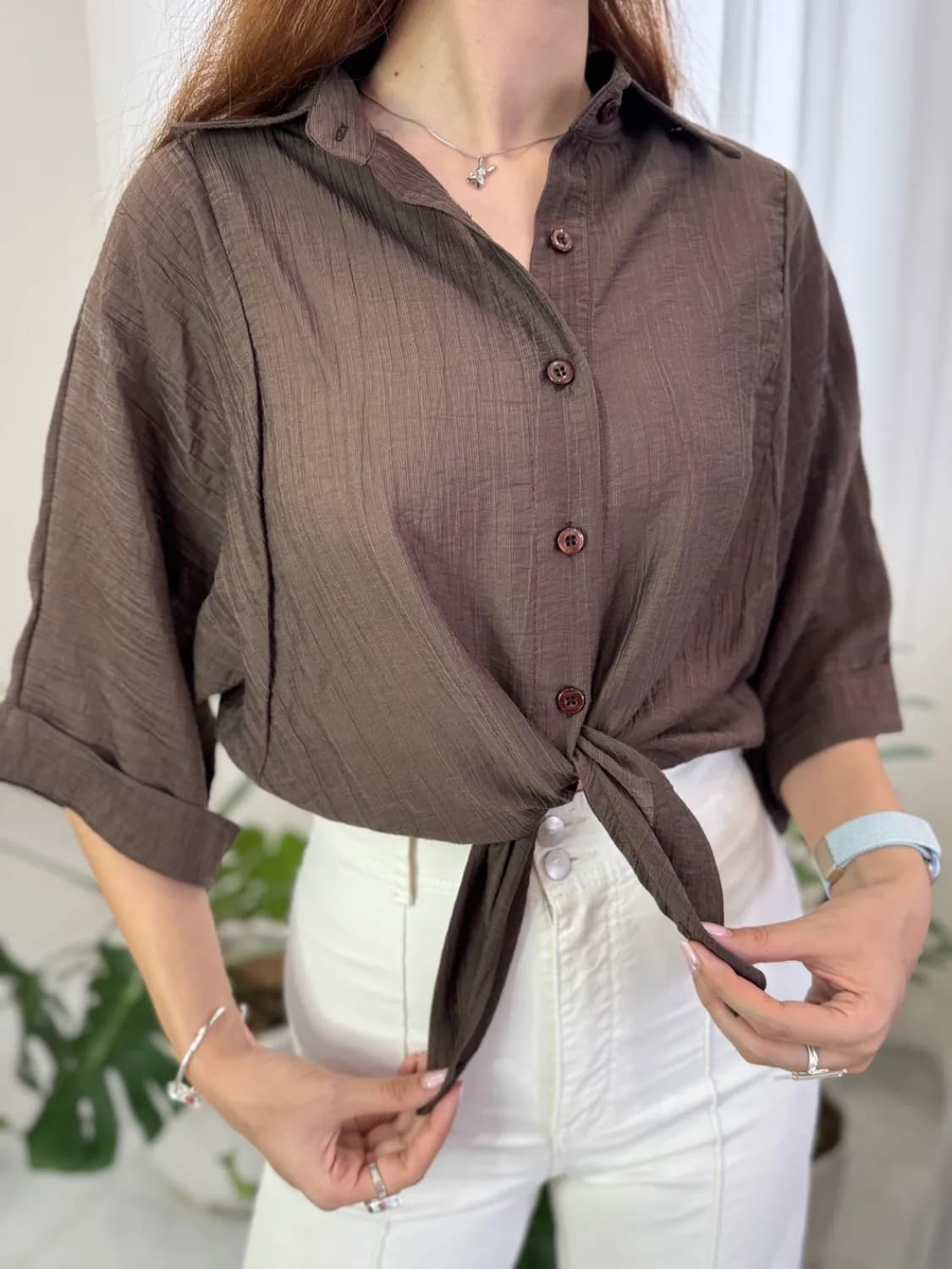 شومیز کراپ جلو گره ای — تصویر ۲