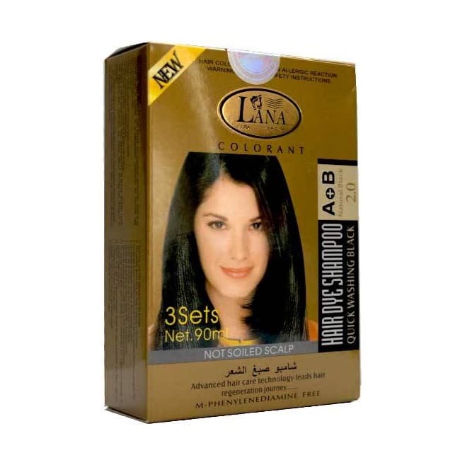 شامپو رنگ مو مسافرتی لانا رنگ مشکی طبیعی سری Natural Beauty Colorant بسته 3 عددی