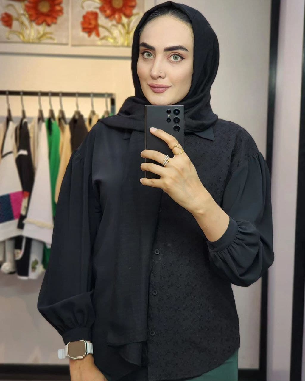 شومیز حریر گلدوزی زنانه ترک — تصویر ۲
