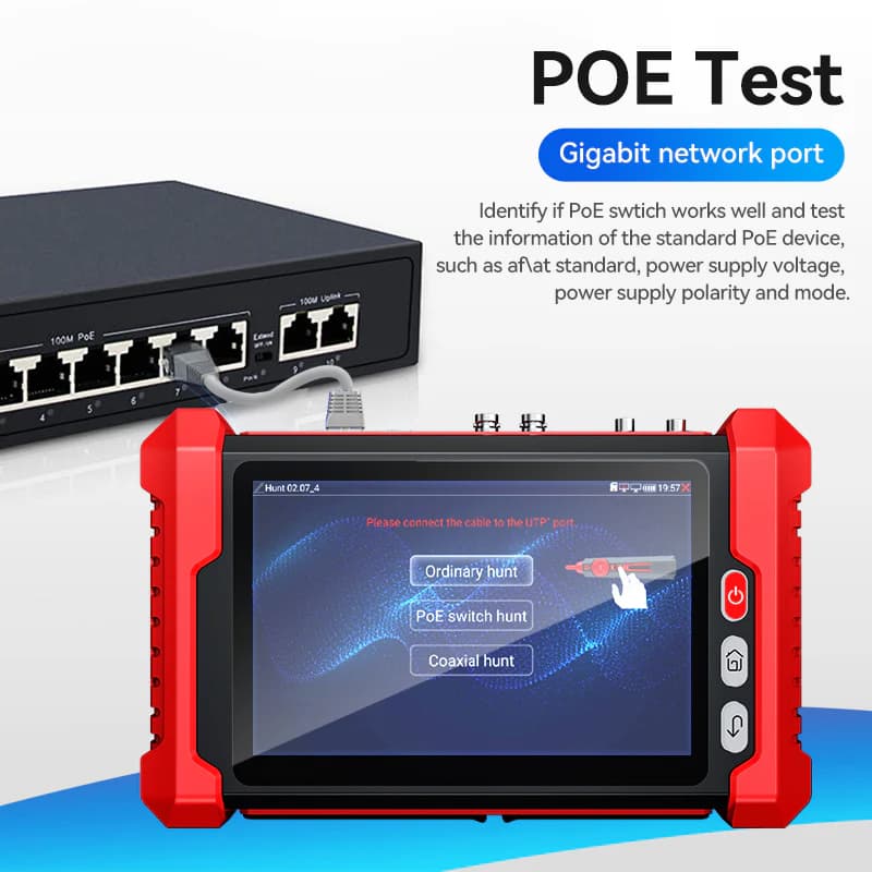 مانیتور ، تستر حرفه‌ای دوربین آی پی و آنالوگ ، کابل شبکه و فیبر نوری VFL/OPM نویافا NF-IPC728HSO – Noyafa Multifunctional CCTV & Network Tester – باگارانتی 12ماهه — تصویر ۸