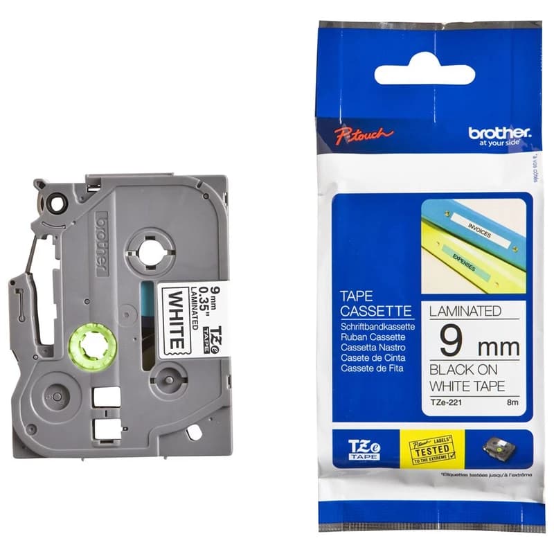 لیبل پرینت 9 میلی‌ متر سفید TZc-221 | لیبل زن Brother H-110 برچسب اورجینال — تصویر ۳