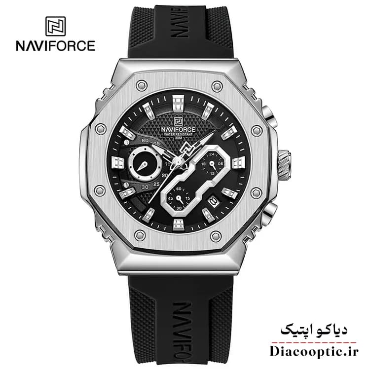 ساعت مچی زنانه برند نیوی فورس سه موتور مدل Do-NAVIFORCE 8035 بند رابر — تصویر ۳
