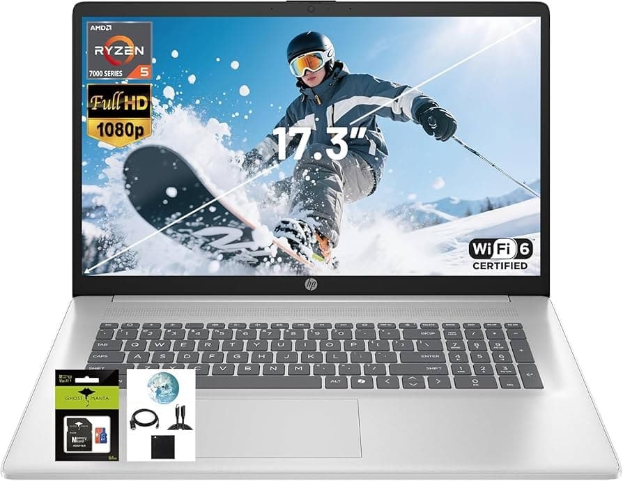 لپ تاپ اپن باکس اچ پی +HP LAPTOP 17 OPEN BOX | RYZEN 5 7520 U | 8GB DDR5 | 512GB SSD | 512 MB AMD RADEON | 17.3 HD — تصویر ۵