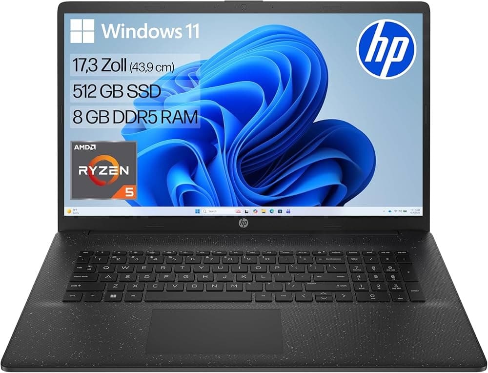 لپ تاپ اپن باکس اچ پی +HP LAPTOP 17 OPEN BOX | RYZEN 5 7520 U | 8GB DDR5 | 512GB SSD | 512 MB AMD RADEON | 17.3 HD — تصویر ۲