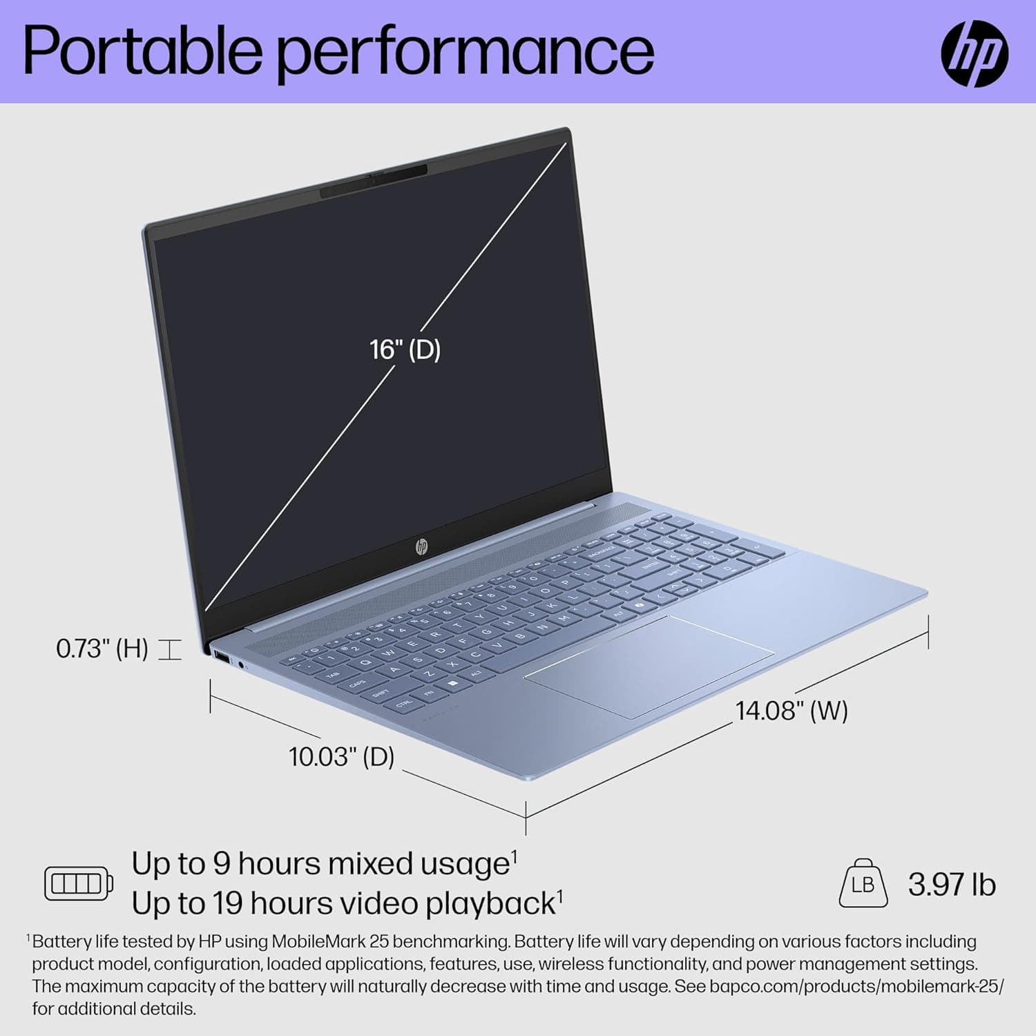 لپ تاپ اچ پی HP PAVILION 16 | RYZEN 5 8540 U | 8GB DDR5 | 512GB SSD | 512 MB AMD RADEON | 16 FHD — تصویر ۴