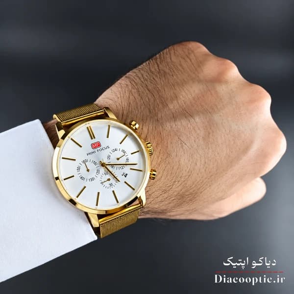 ساعت مچی مردانه اورجینال موتور ژاپن برند مینی فوکوس سه موتور مدل Mf0023G.05 بند حصیری — تصویر ۸