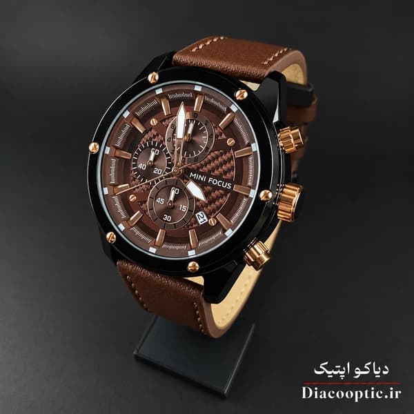 ساعت مچی مردانه اورجینال موتور ژاپن برند مینی فوکوس سه موتور مدل Mf0161G.03 بند چرم — تصویر ۳