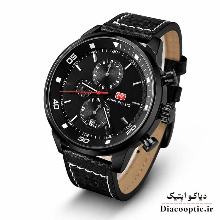 ساعت مچی مردانه اورجینال موتور ژاپن برند مینی فوکوس سه موتور مدل Mf0046G.04 بند چرم