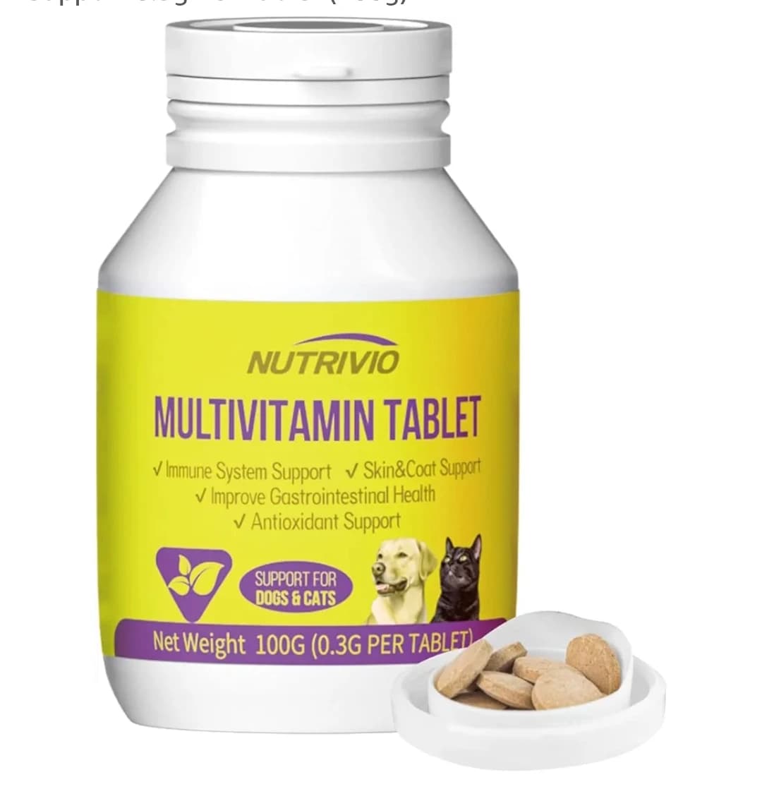 مولتی‌ویتامین جویدنی سگ و گربه Nutrivio | مکمل کامل مفاصل، پوست و ایمنی