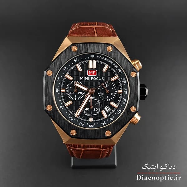 ساعت مچی مردانه اورجینال موتور ژاپنی برند مینی فوکوس سه موتور مدل Mf0417G.07 بند چرم — تصویر ۳