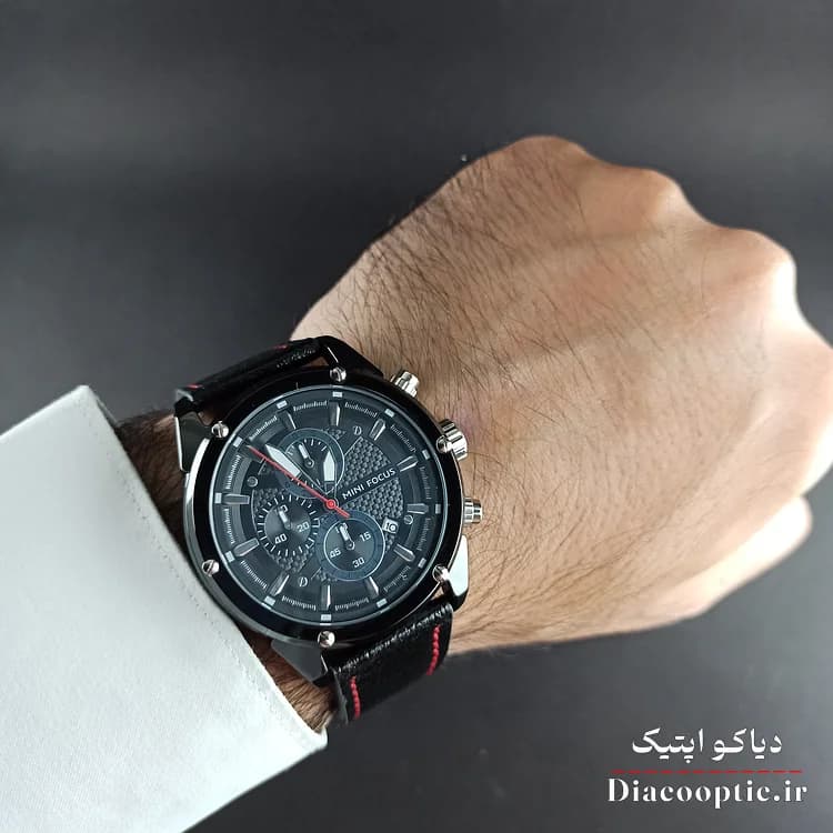 ساعت مچی مردانه اورجینال موتور ژاپنی برند مینی فوکوس سه موتور مدل Mf0161G.04 بند چرم — تصویر ۹