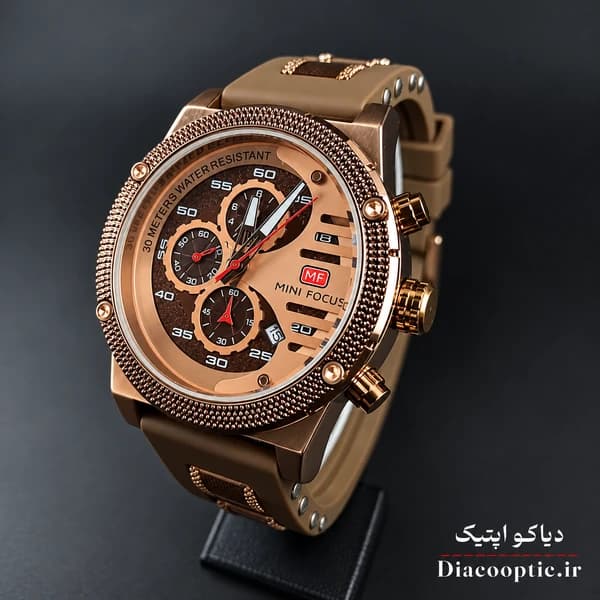 ساعت مچی مردانه اورجینال موتور ژاپنی برند مینی فوکوس سه موتور مدل Mf0246G.04 بند رابر — تصویر ۴