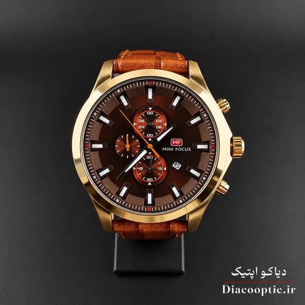 ساعت مچی مردانه اورجینال موتور ژاپنی برند مینی فوکوس سه موتور مدل Mf0082G.02 بند چرم — تصویر ۳