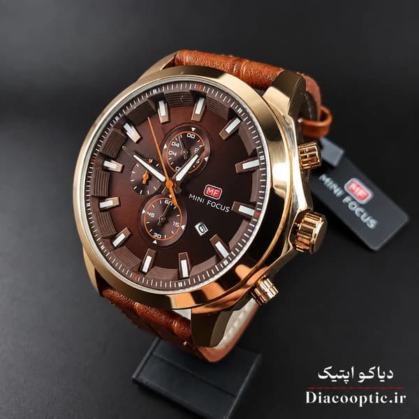 ساعت مچی مردانه اورجینال موتور ژاپنی برند مینی فوکوس سه موتور مدل Mf0082G.02 بند چرم — تصویر ۴