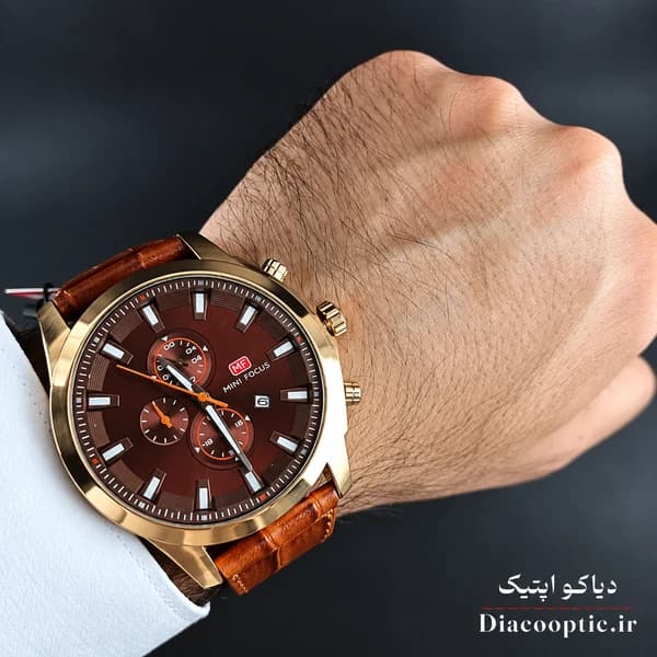 ساعت مچی مردانه اورجینال موتور ژاپنی برند مینی فوکوس سه موتور مدل Mf0082G.02 بند چرم — تصویر ۹