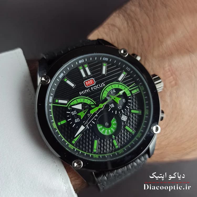 ساعت مچی مردانه اورجینال موتور ژاپنی برند مینی فوکوس سه موتور مدل Mf0288G.04 بند چرم — تصویر ۹