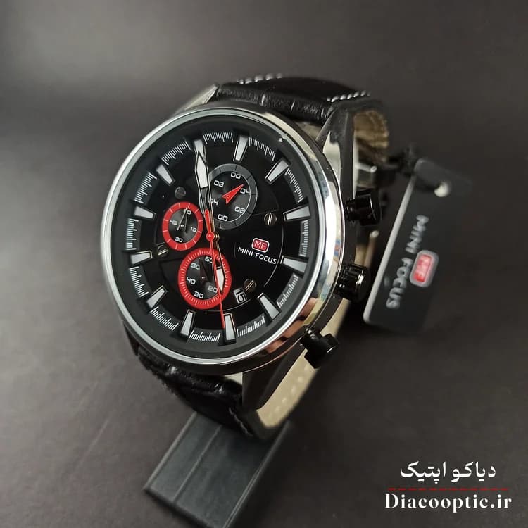ساعت مچی مردانه اورجینال موتور ژاپنی برند مینی فوکوس سه موتور مدل Mf0083G.01 بند چرم — تصویر ۴