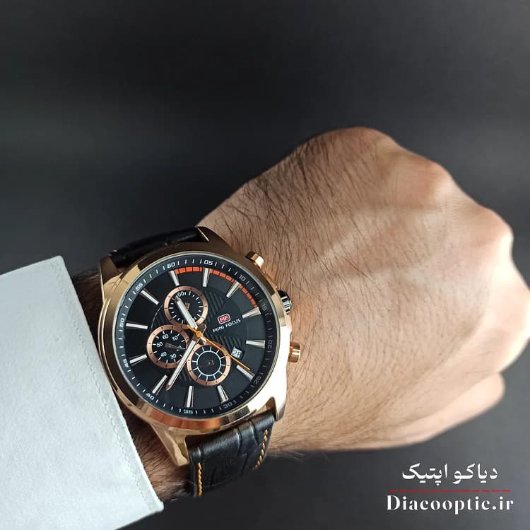 ساعت مچی مردانه اورجینال موتور ژاپنی برند مینی فوکوس سه موتور مدل Mf0129G.02 بند چرم — تصویر ۹