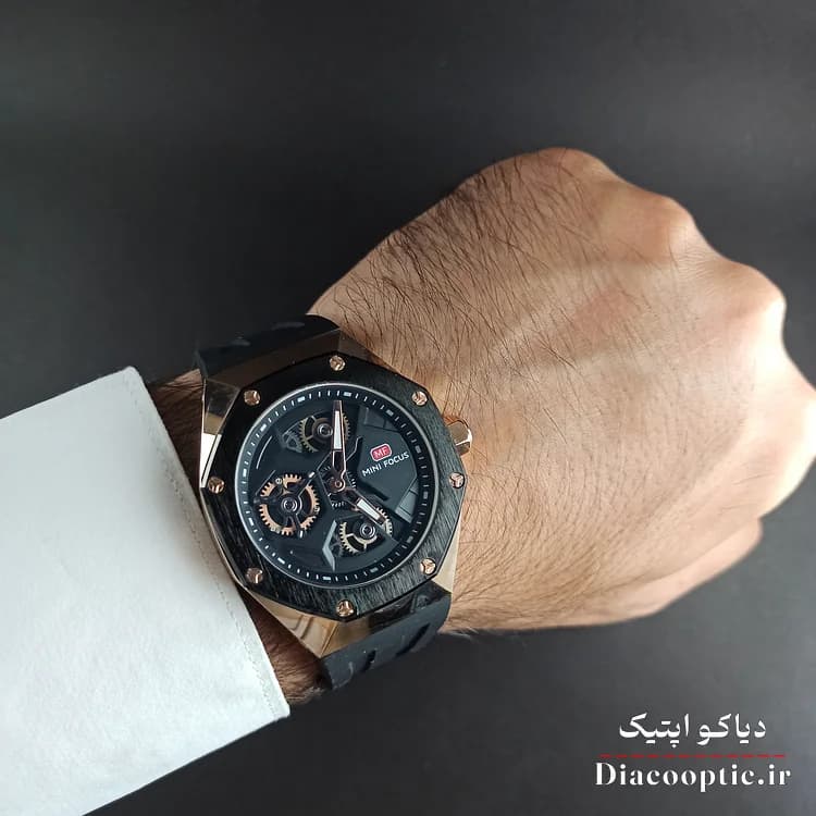 ساعت مچی مردانه اورجینال موتور ژاپنی برند مینی فوکوس سه موتور مدل Mf0422G.01 بند رابر — تصویر ۸