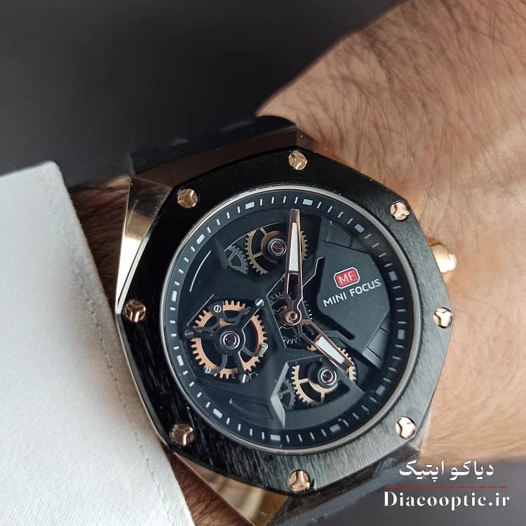 ساعت مچی مردانه اورجینال موتور ژاپنی برند مینی فوکوس سه موتور مدل Mf0422G.01 بند رابر — تصویر ۹
