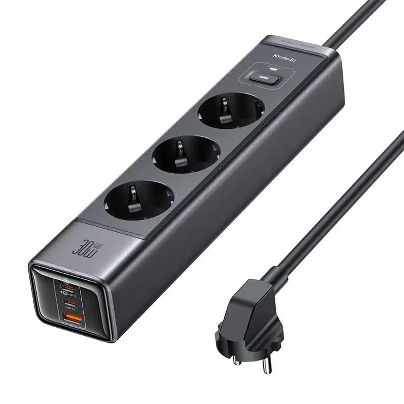 چند راهی 3 خانه مک دودو CH-062 با کابل 1.5 متری + شارژر USB و Type-C