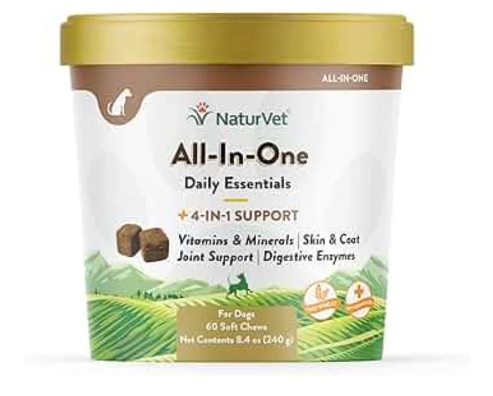 NaturVet All-in-One Dog Supplement – مکمل همهکاره سگها (۶۰ قرص نرم جویدنی)